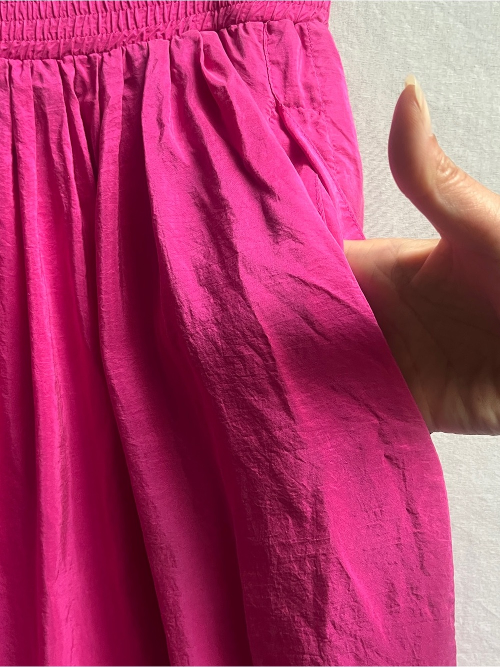 Vintage Lβultima 100% Silk Hot Pink A Line Midi Skirt Womens 10 - Picture 7 of 7